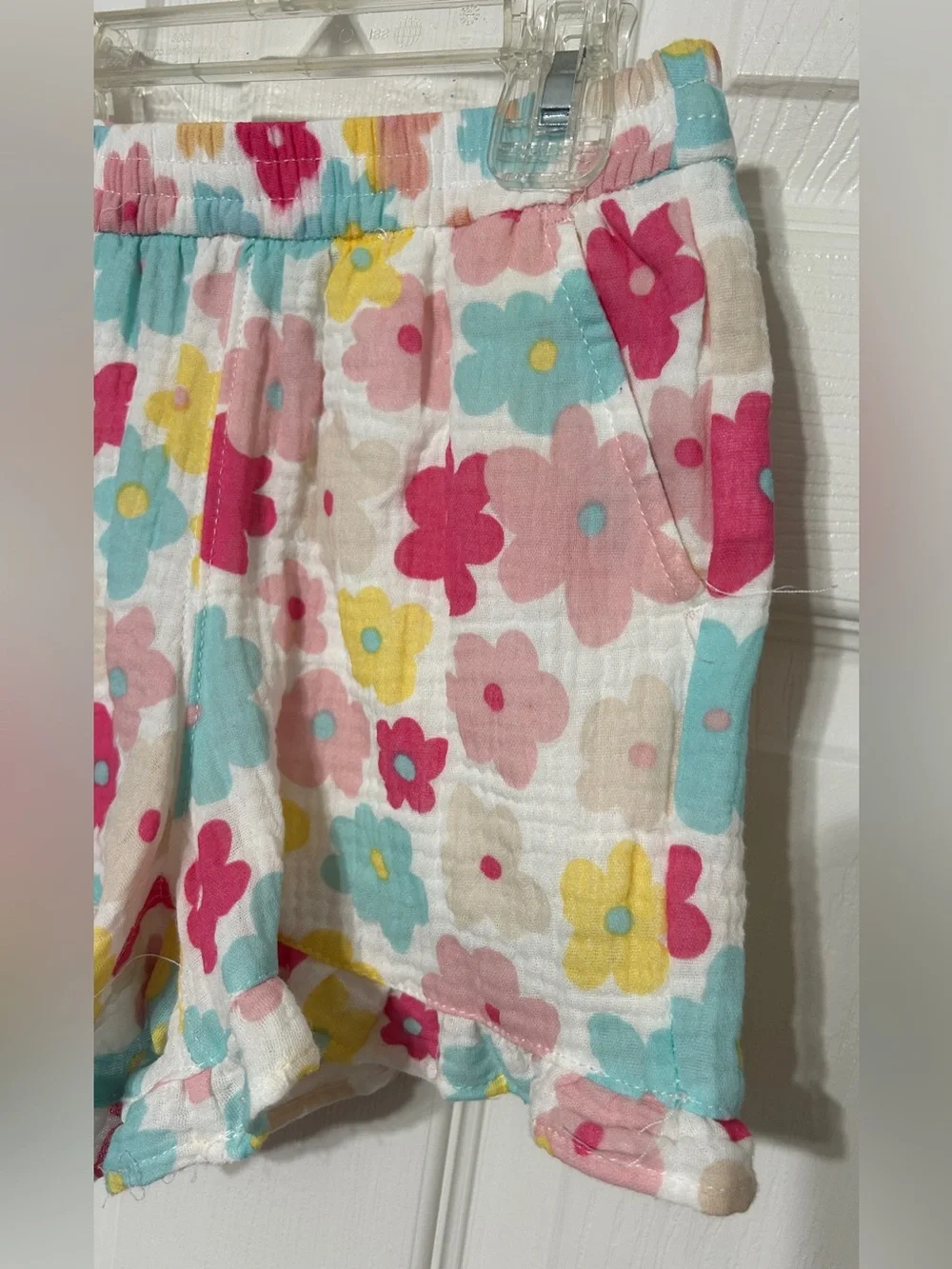 Rabbit + Bear Organics Cotton Short Set Floral Ruffle Gauzy Girls Size 8